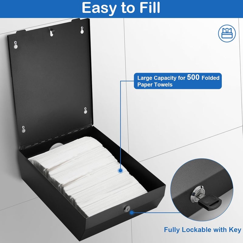 pollock Commercial PaperTowel Holder Dispenser Wall Mount, Stainless Steel Bathroom Paper Towel Holder, Toilet Paper Napkin Holder, C Fold Multifold Trifold Paper Towel Dispenser, - Image 5